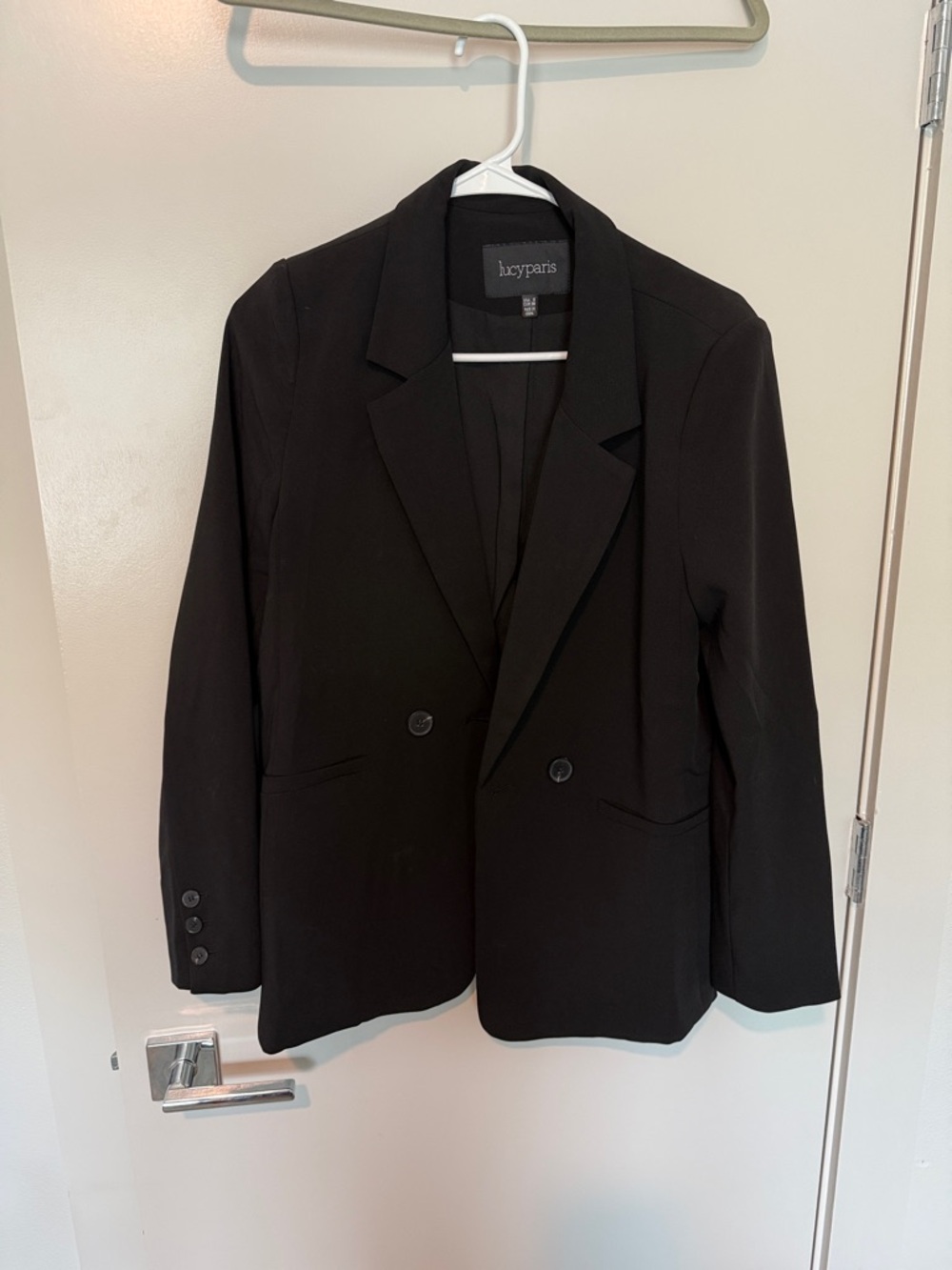 Lucy Paris Black Double-Breasted Blazer